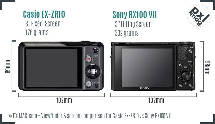 Casio EX-ZR10 vs Sony RX100 VII Screen and Viewfinder comparison Casio EX-ZR10 vs Sony RX100 VII Screen and Viewfinder comparison