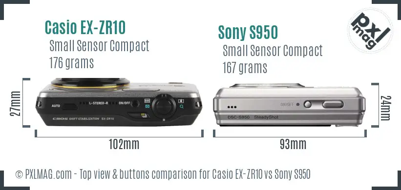 Casio EX-ZR10 vs Sony S950 top view buttons comparison