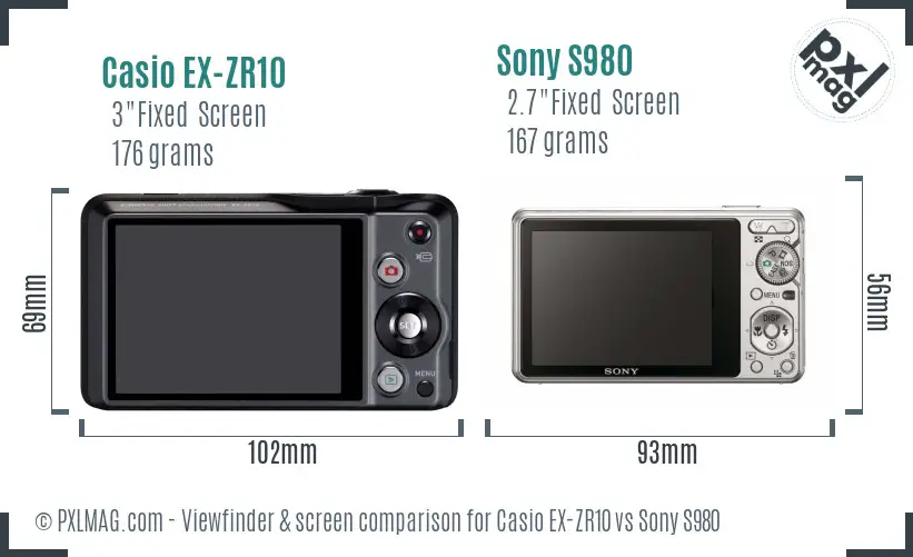 Casio EX-ZR10 vs Sony S980 Screen and Viewfinder comparison Casio EX-ZR10 vs Sony S980 Screen and Viewfinder comparison