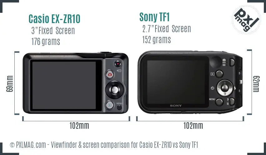 Casio EX-ZR10 vs Sony TF1 Screen and Viewfinder comparison