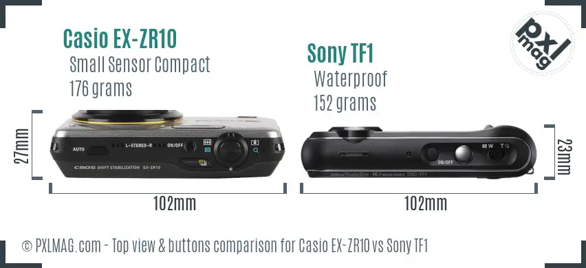 Casio EX-ZR10 vs Sony TF1 top view buttons comparison