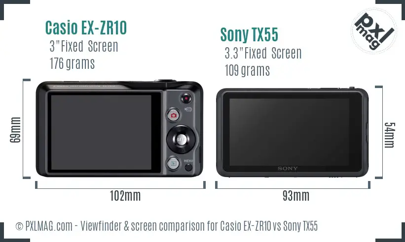 Casio EX-ZR10 vs Sony TX55 Screen and Viewfinder comparison Casio EX-ZR10 vs Sony TX55 Screen and Viewfinder comparison