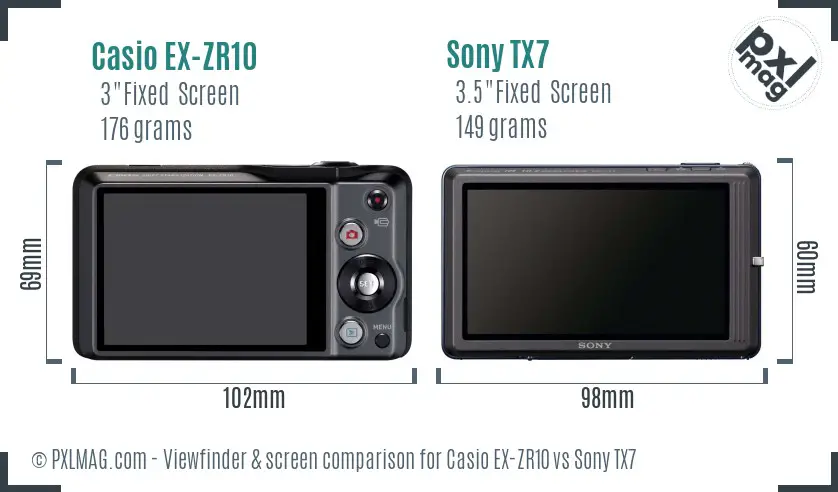 Casio EX-ZR10 vs Sony TX7 Screen and Viewfinder comparison Casio EX-ZR10 vs Sony TX7 Screen and Viewfinder comparison