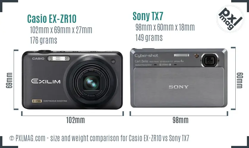 Casio EX-ZR10 vs Sony TX7 size comparison Casio EX-ZR10 vs Sony TX7 size comparison