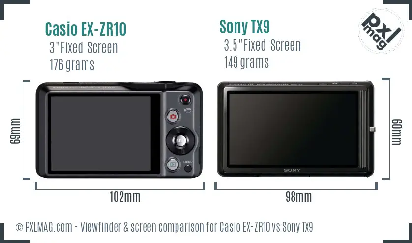 Casio EX-ZR10 vs Sony TX9 Screen and Viewfinder comparison Casio EX-ZR10 vs Sony TX9 Screen and Viewfinder comparison