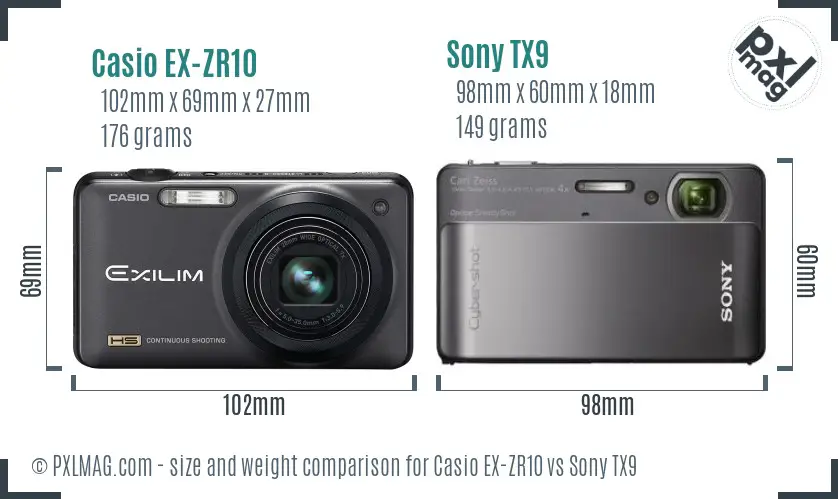 Casio EX-ZR10 vs Sony TX9 size comparison Casio EX-ZR10 vs Sony TX9 size comparison