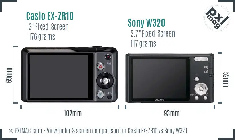 Casio EX-ZR10 vs Sony W320 Screen and Viewfinder comparison