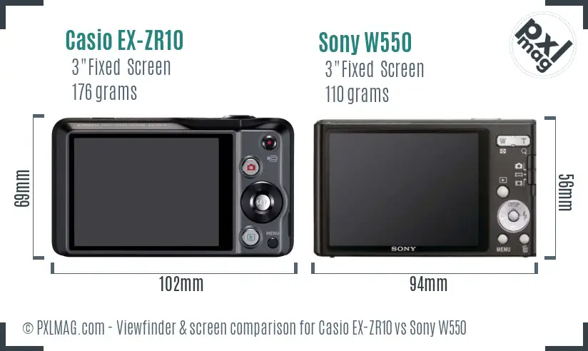 Casio EX-ZR10 vs Sony W550 Screen and Viewfinder comparison Casio EX-ZR10 vs Sony W550 Screen and Viewfinder comparison