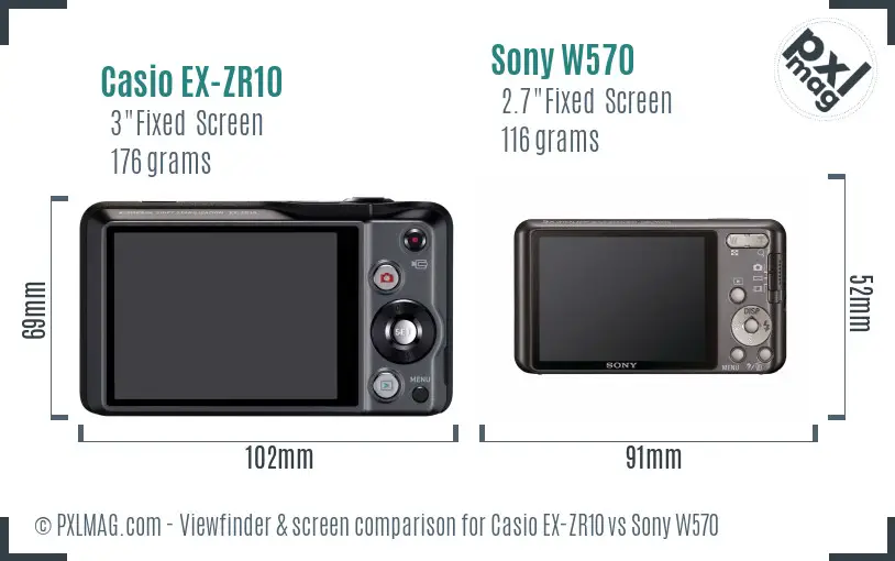 Casio EX-ZR10 vs Sony W570 Screen and Viewfinder comparison