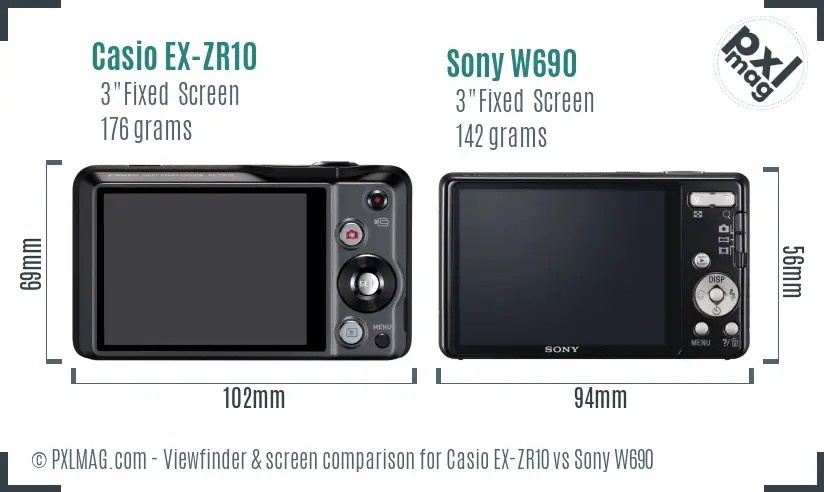 Casio EX-ZR10 vs Sony W690 Screen and Viewfinder comparison