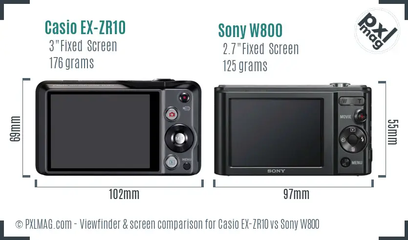 Casio EX-ZR10 vs Sony W800 Screen and Viewfinder comparison Casio EX-ZR10 vs Sony W800 Screen and Viewfinder comparison