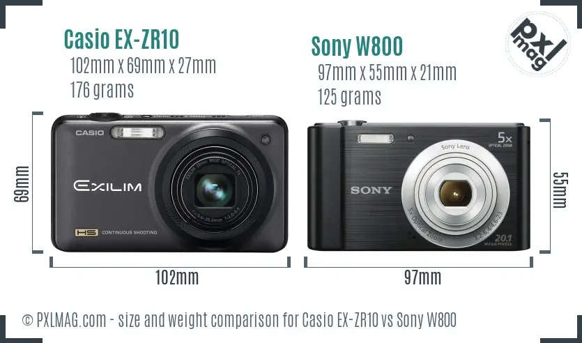 Casio EX-ZR10 vs Sony W800 size comparison Casio EX-ZR10 vs Sony W800 size comparison