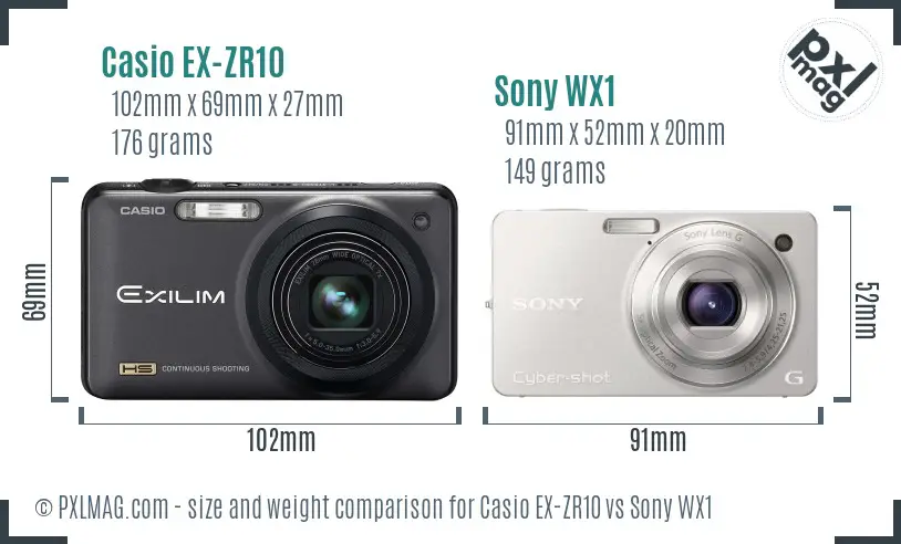 Casio EX-ZR10 vs Sony WX1 size comparison Casio EX-ZR10 vs Sony WX1 size comparison
