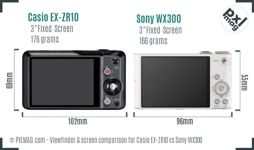 Casio EX-ZR10 vs Sony WX300 Screen and Viewfinder comparison