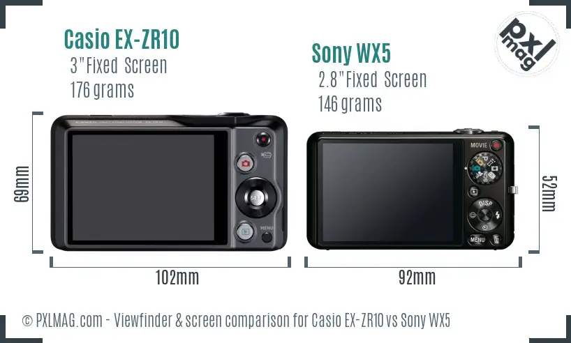 Casio EX-ZR10 vs Sony WX5 Screen and Viewfinder comparison Casio EX-ZR10 vs Sony WX5 Screen and Viewfinder comparison