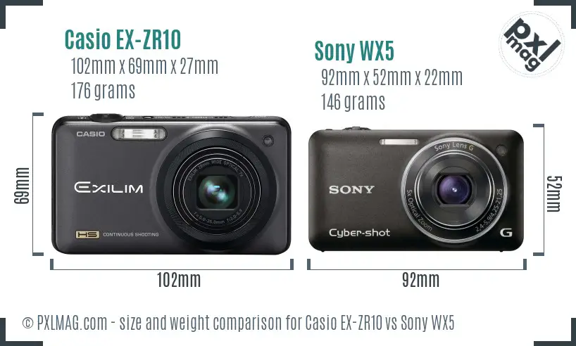 Casio EX-ZR10 vs Sony WX5 size comparison Casio EX-ZR10 vs Sony WX5 size comparison