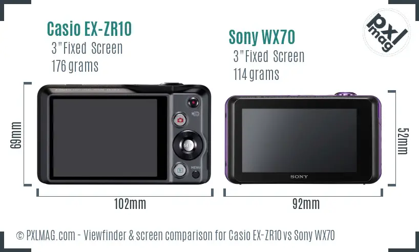 Casio EX-ZR10 vs Sony WX70 Screen and Viewfinder comparison Casio EX-ZR10 vs Sony WX70 Screen and Viewfinder comparison