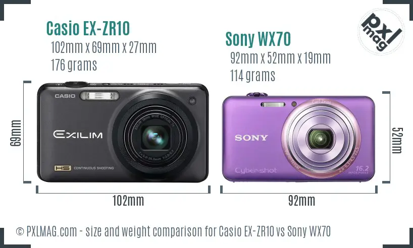 Casio EX-ZR10 vs Sony WX70 size comparison Casio EX-ZR10 vs Sony WX70 size comparison