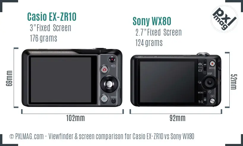 Casio EX-ZR10 vs Sony WX80 Screen and Viewfinder comparison Casio EX-ZR10 vs Sony WX80 Screen and Viewfinder comparison