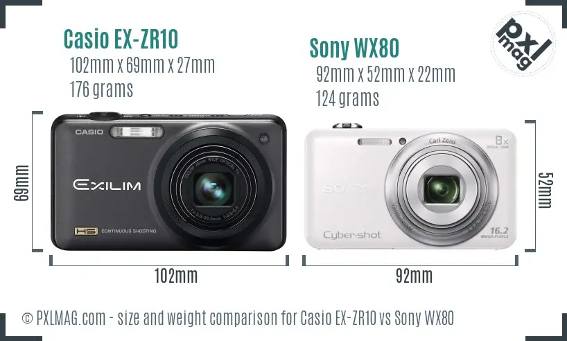 Casio EX-ZR10 vs Sony WX80 size comparison Casio EX-ZR10 vs Sony WX80 size comparison