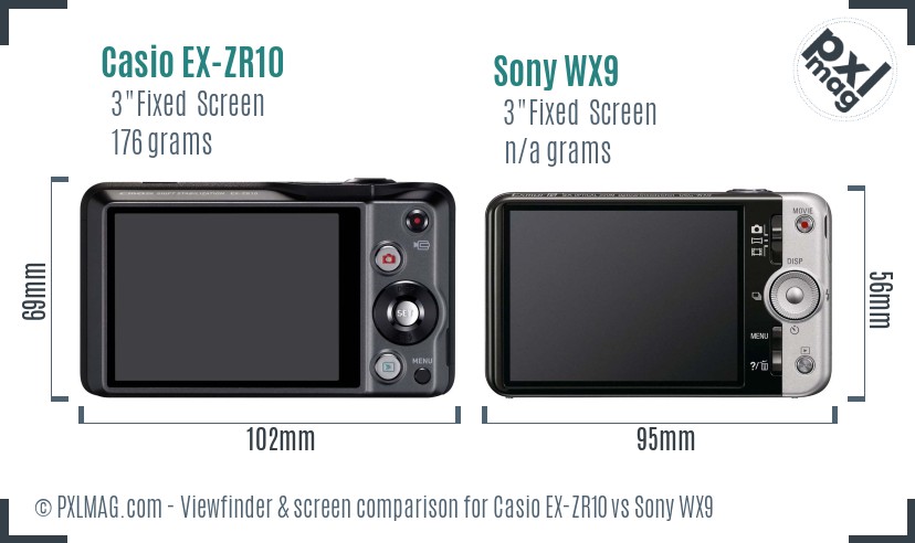Casio EX-ZR10 vs Sony WX9 Screen and Viewfinder comparison