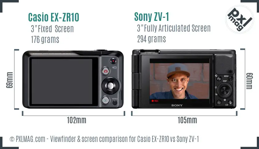 Casio EX-ZR10 vs Sony ZV-1 Screen and Viewfinder comparison Casio EX-ZR10 vs Sony ZV-1 Screen and Viewfinder comparison