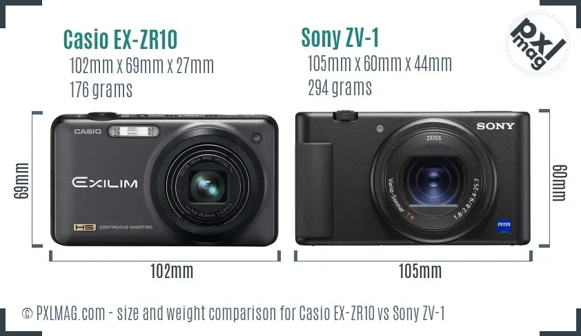 Casio EX-ZR10 vs Sony ZV-1 size comparison Casio EX-ZR10 vs Sony ZV-1 size comparison