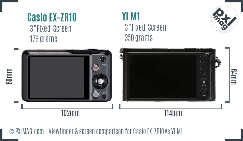Casio EX-ZR10 vs YI M1 Screen and Viewfinder comparison