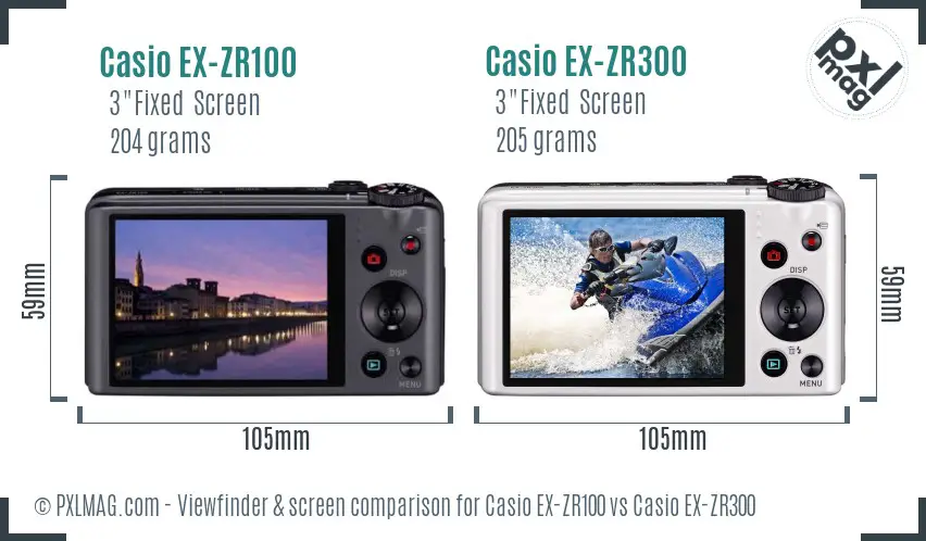 Casio EX-ZR100 vs Casio EX-ZR300 Screen and Viewfinder comparison