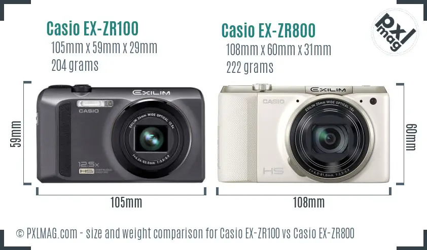 Casio EX-ZR100 vs Casio EX-ZR800 size comparison