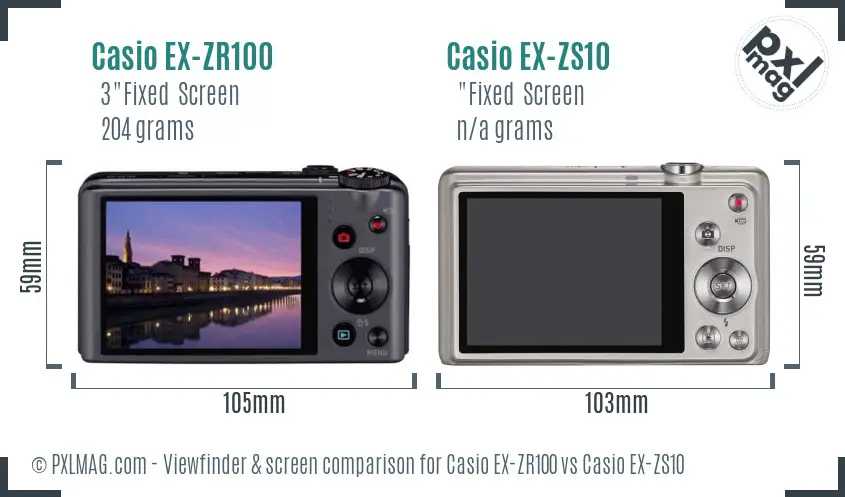 Casio EX-ZR100 vs Casio EX-ZS10 Screen and Viewfinder comparison