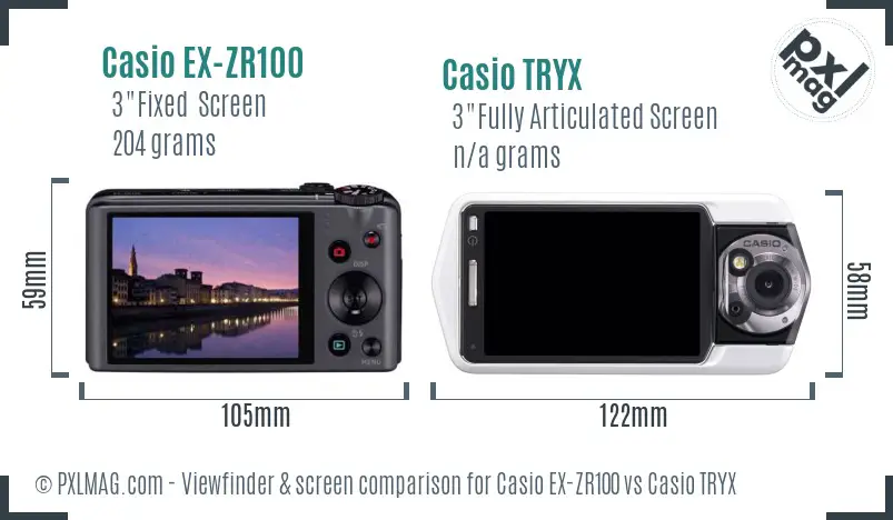 Casio EX-ZR100 vs Casio TRYX Screen and Viewfinder comparison Casio EX-ZR100 vs Casio TRYX Screen and Viewfinder comparison