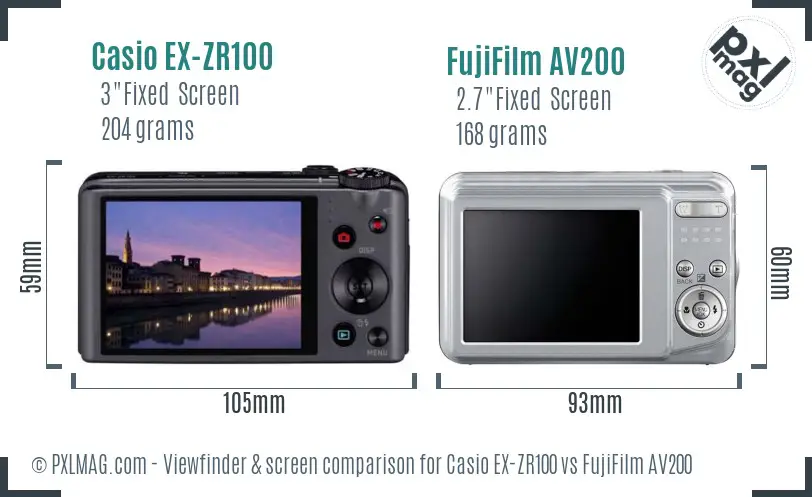 Casio EX-ZR100 vs FujiFilm AV200 Screen and Viewfinder comparison Casio EX-ZR100 vs FujiFilm AV200 Screen and Viewfinder comparison