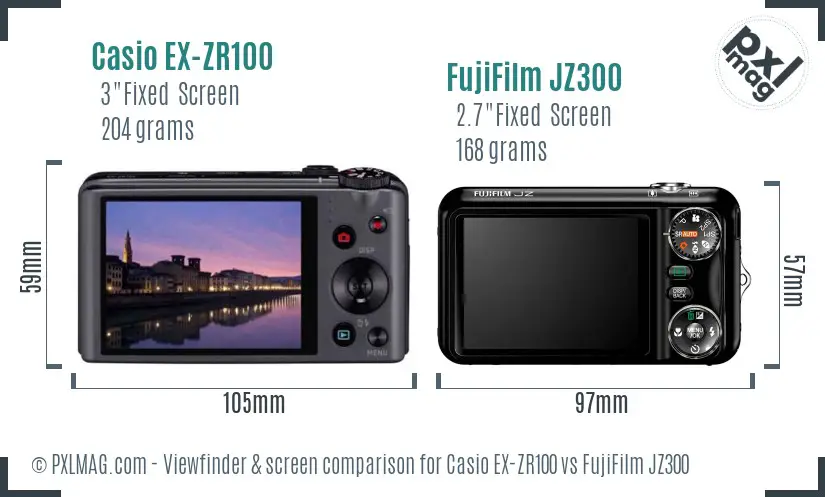 Casio EX-ZR100 vs FujiFilm JZ300 Screen and Viewfinder comparison