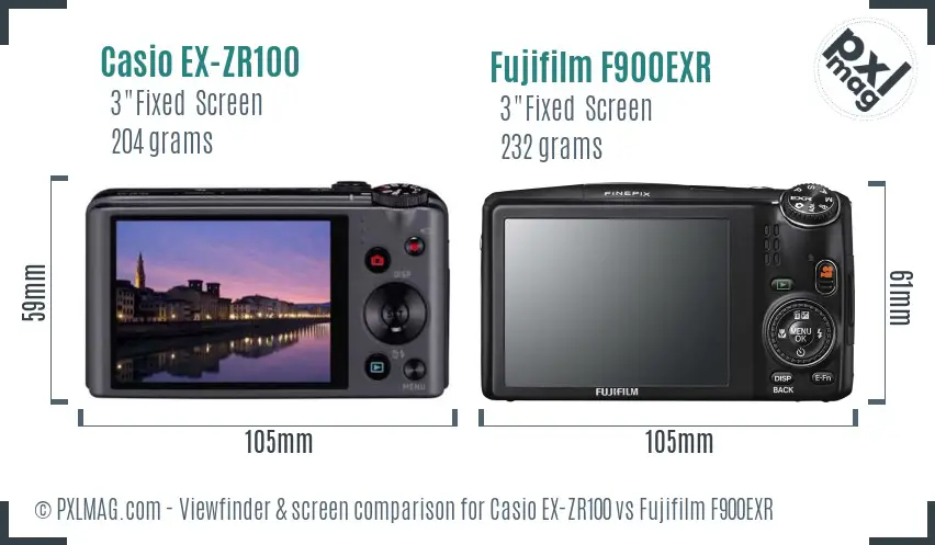 Casio EX-ZR100 vs Fujifilm F900EXR Screen and Viewfinder comparison