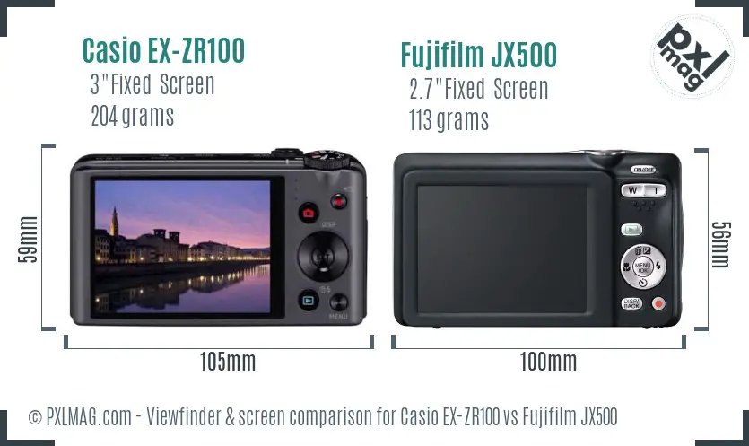 Casio EX-ZR100 vs Fujifilm JX500 Screen and Viewfinder comparison