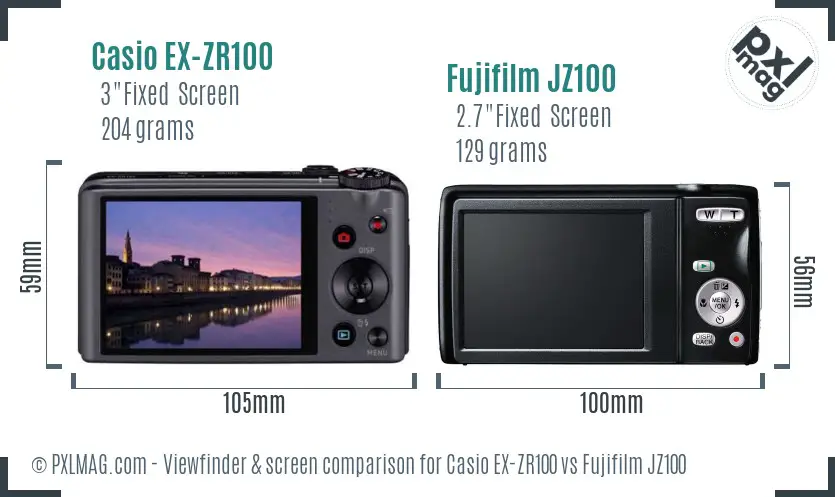Casio EX-ZR100 vs Fujifilm JZ100 Screen and Viewfinder comparison