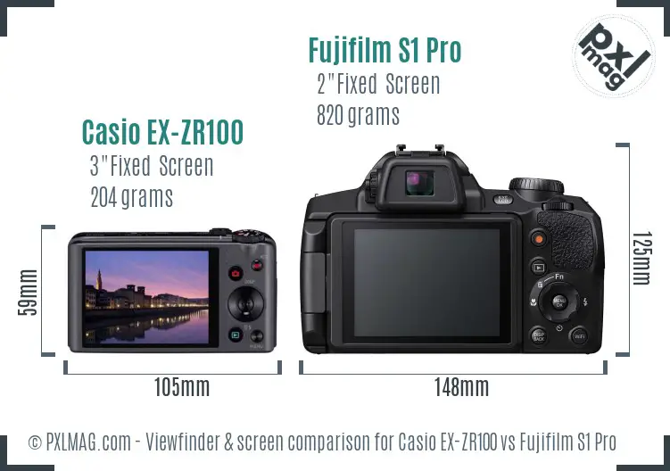 Casio EX-ZR100 vs Fujifilm S1 Pro Screen and Viewfinder comparison Casio EX-ZR100 vs Fujifilm S1 Pro Screen and Viewfinder comparison