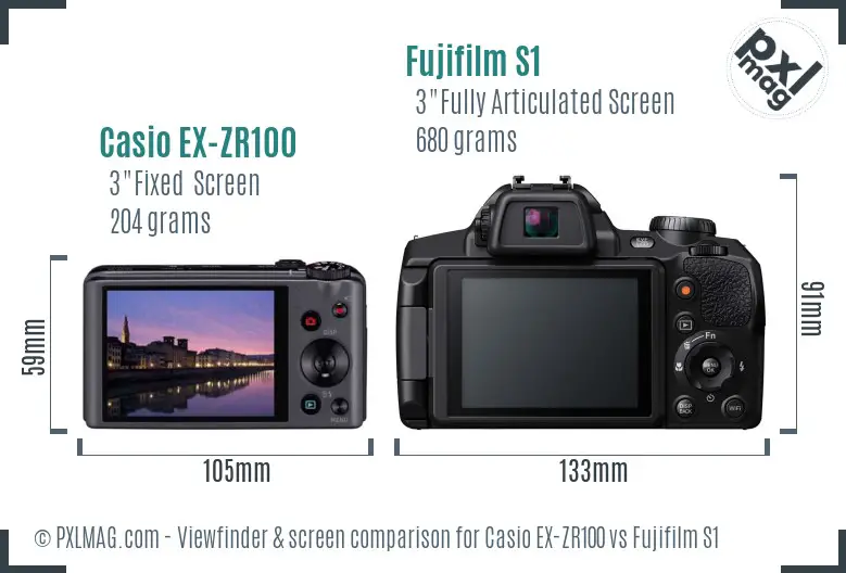 Casio EX-ZR100 vs Fujifilm S1 Screen and Viewfinder comparison Casio EX-ZR100 vs Fujifilm S1 Screen and Viewfinder comparison