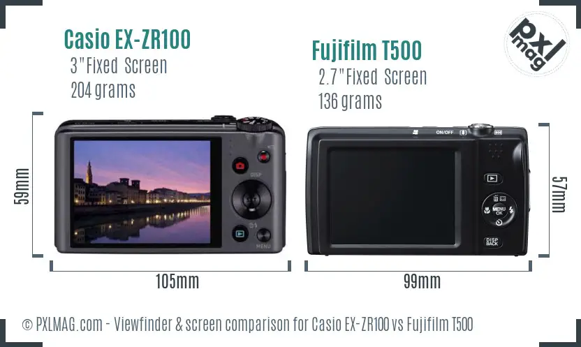 Casio EX-ZR100 vs Fujifilm T500 Screen and Viewfinder comparison Casio EX-ZR100 vs Fujifilm T500 Screen and Viewfinder comparison
