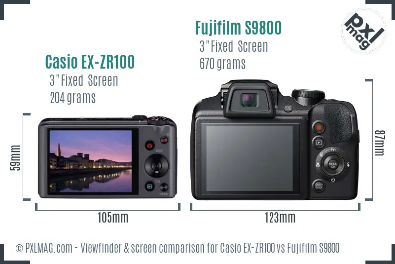Casio EX-ZR100 vs Fujifilm S9800 Screen and Viewfinder comparison Casio EX-ZR100 vs Fujifilm S9800 Screen and Viewfinder comparison