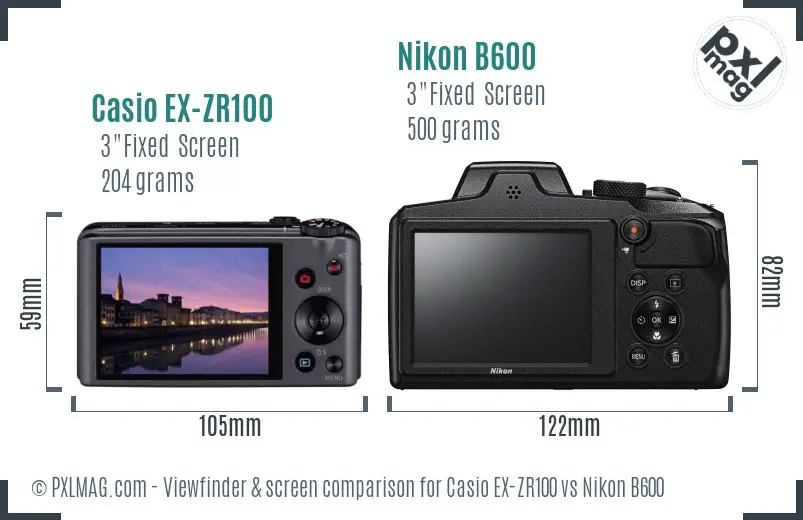 Casio EX-ZR100 vs Nikon B600 Screen and Viewfinder comparison Casio EX-ZR100 vs Nikon B600 Screen and Viewfinder comparison