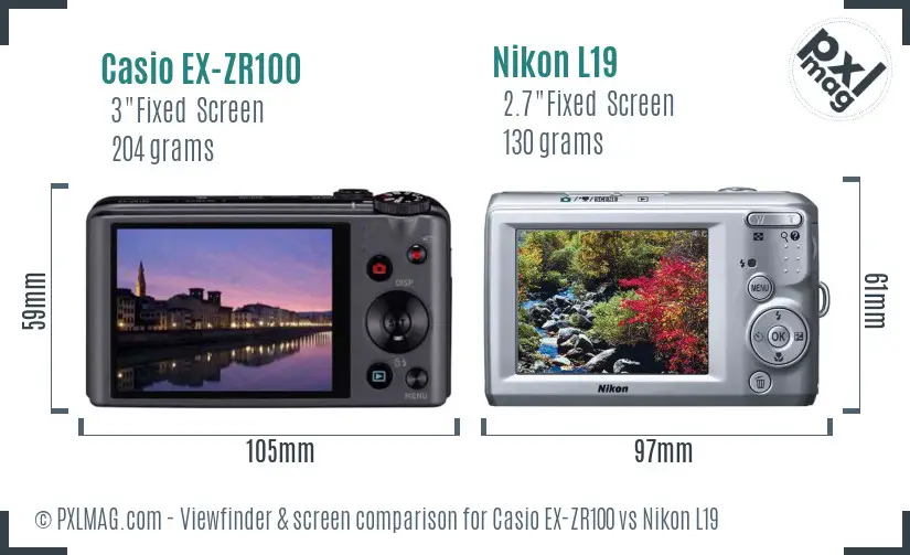 Casio EX-ZR100 vs Nikon L19 Screen and Viewfinder comparison Casio EX-ZR100 vs Nikon L19 Screen and Viewfinder comparison