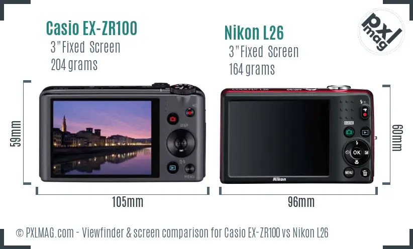 Casio EX-ZR100 vs Nikon L26 Screen and Viewfinder comparison Casio EX-ZR100 vs Nikon L26 Screen and Viewfinder comparison