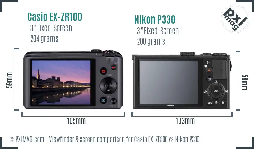 Casio EX-ZR100 vs Nikon P330 Screen and Viewfinder comparison Casio EX-ZR100 vs Nikon P330 Screen and Viewfinder comparison