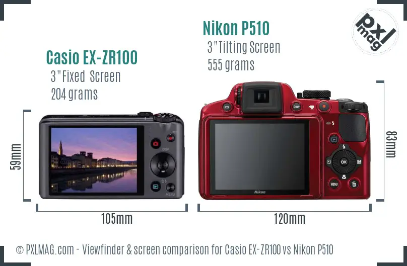 Casio EX-ZR100 vs Nikon P510 Screen and Viewfinder comparison Casio EX-ZR100 vs Nikon P510 Screen and Viewfinder comparison