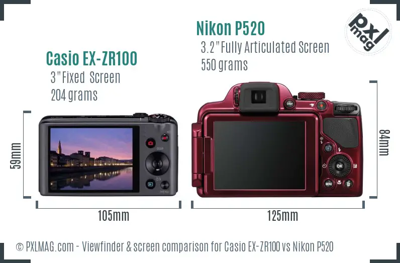 Casio EX-ZR100 vs Nikon P520 Screen and Viewfinder comparison Casio EX-ZR100 vs Nikon P520 Screen and Viewfinder comparison