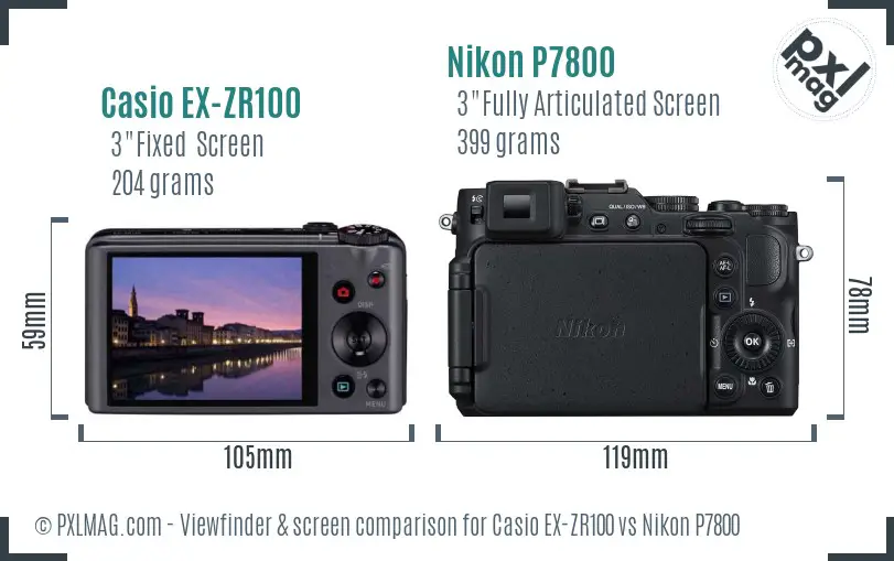Casio EX-ZR100 vs Nikon P7800 Screen and Viewfinder comparison Casio EX-ZR100 vs Nikon P7800 Screen and Viewfinder comparison