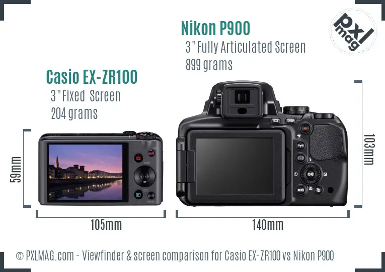 Casio EX-ZR100 vs Nikon P900 Screen and Viewfinder comparison Casio EX-ZR100 vs Nikon P900 Screen and Viewfinder comparison