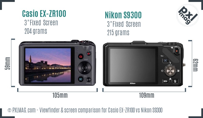 Casio EX-ZR100 vs Nikon S9300 Screen and Viewfinder comparison